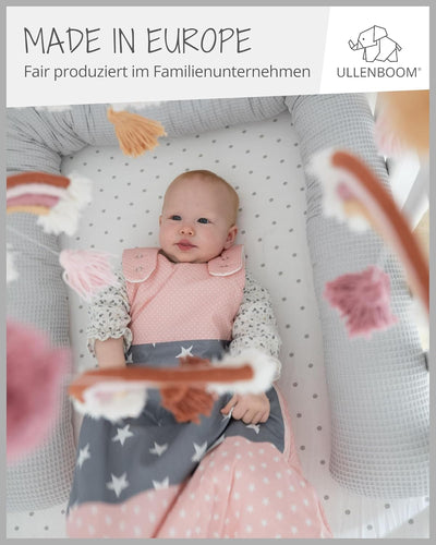 ULLENBOOM Sommerschlafsack Baby Rosa Grau (Made in EU) - Aus OEKO-TEX Materialien - 0,5 TOG, Schlafs