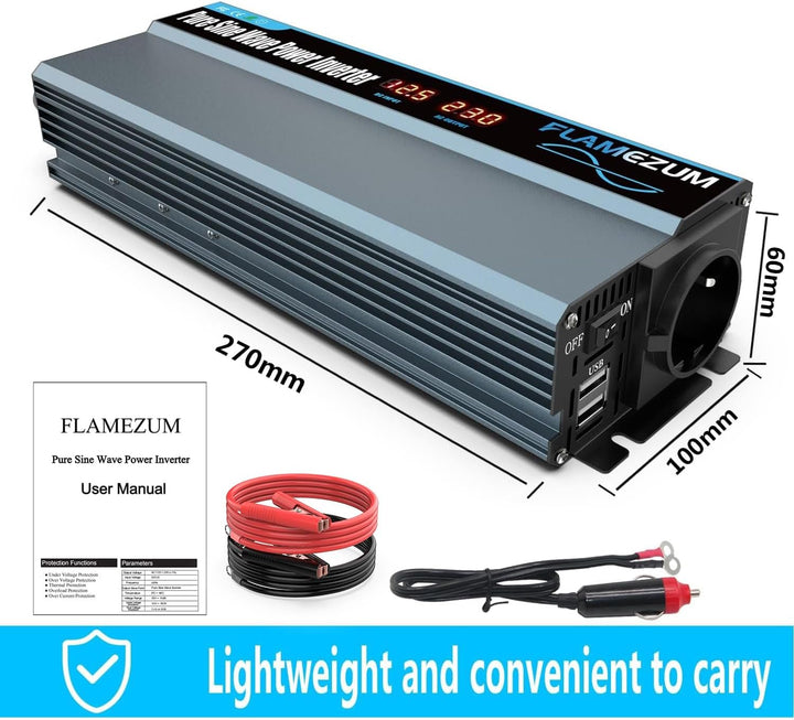 1000W/2000W Spannungswandler 12v auf 230v Reiner Sinus Wechselrichter Auto Power Inverter Konverter
