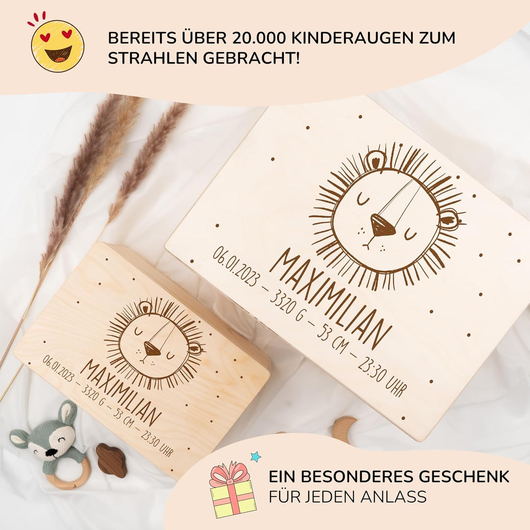 KIDSMOOD - Erinnerungsbox Baby, personalisierte Holzkiste mit Deckel, Ideal zur Aufbewahrung von Eri