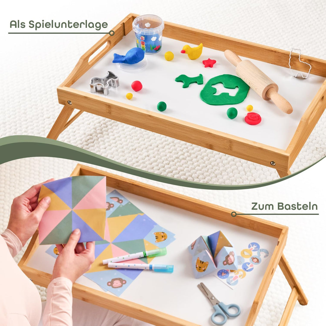 Blumtal Betttablett aus Bambus mit Holzstrebe für Tablets/Handys - Frühstückstablett fürs Bett - Bet
