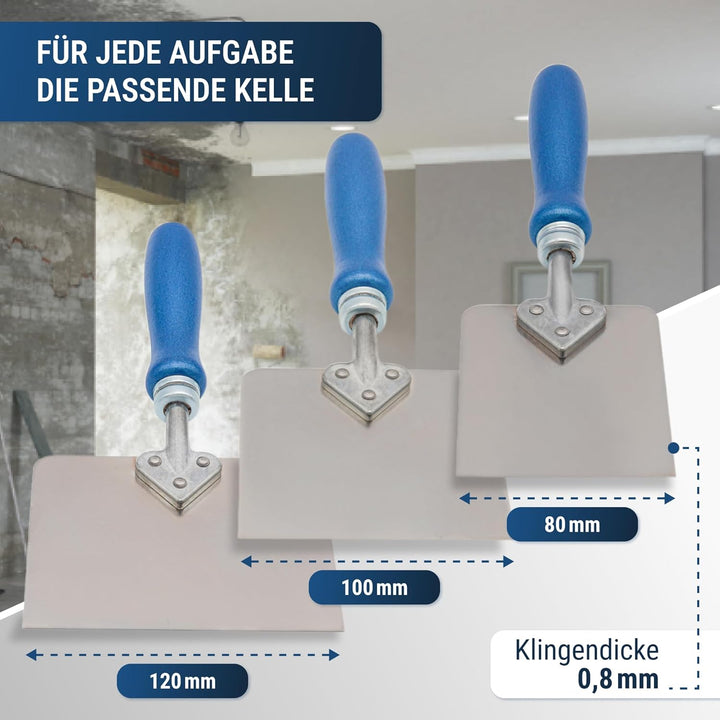 WERKFIT Profi Tapetenkratzer Fauserkelle mit Holzgriff – 0.8mm Edelstahlklinge – Herzgriffspachtel f