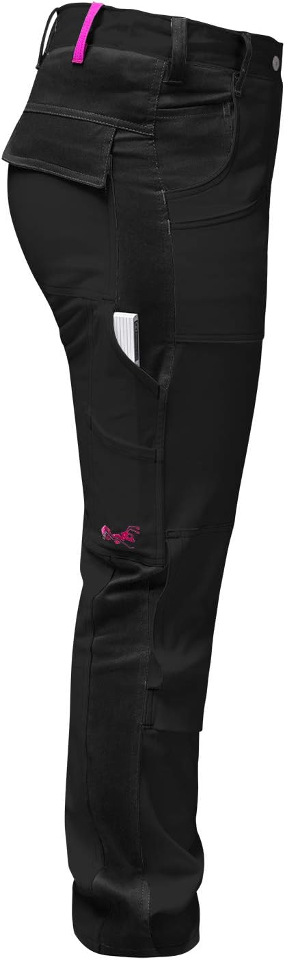 strongAnt Damen Arbeitshose komplett Stretch für Frauen Bundhose mit Kniepolstertaschen Schwarz Grau