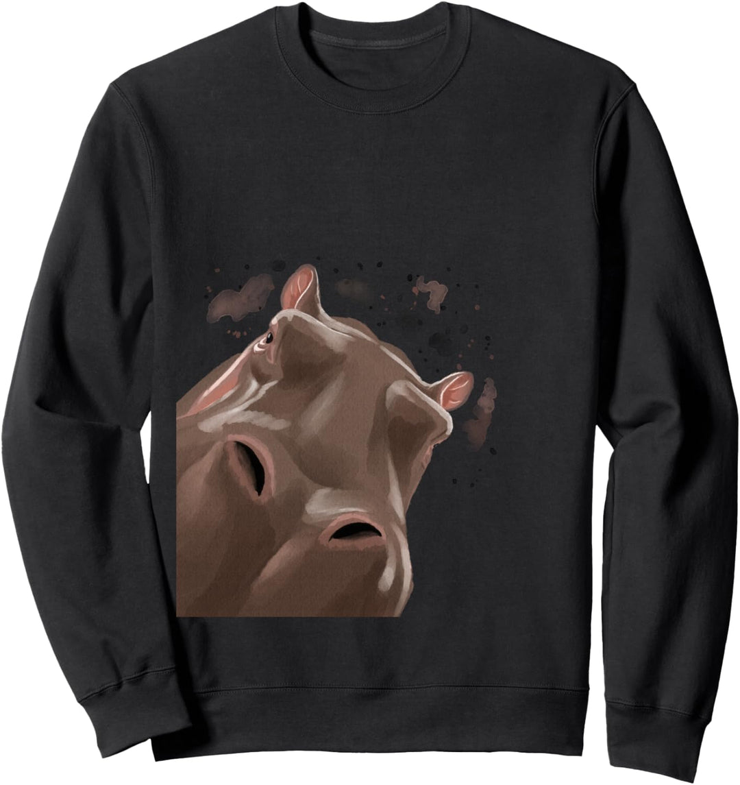 Witziges Nilpferd Neugieriger Hippo Sweatshirt