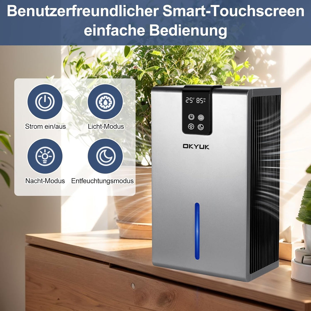 Luftentfeuchter Elektrisch 2700ml, Luftentfeuchter für Zuhause mit automatischer Abschaltung, 7-Farb