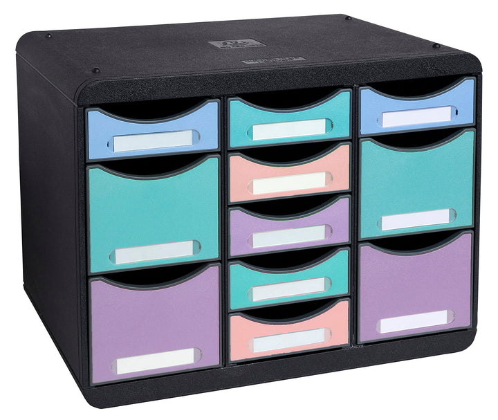 Exacompta 3132796D Ablagebox Aquarell aus Recycling-Kunststoff mit 11 individuell platzierbaren Schu