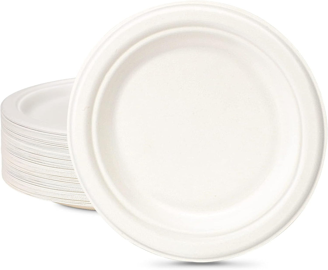 Einwegteller 100 Stück Pappteller 18CM Weiss Rund klein Einmalteller Einweggeschirr Zuckerrohr Einwe