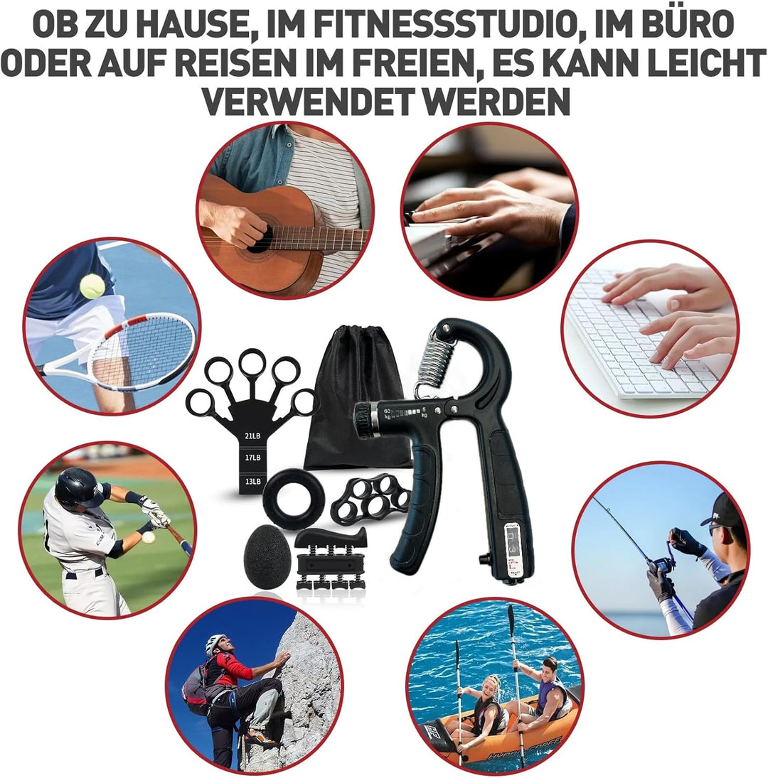 GOORFACHandtrainer Fingertrainer (6-teilig) Griffkraft Trainer Krafttraining Griffstärker Verstellba