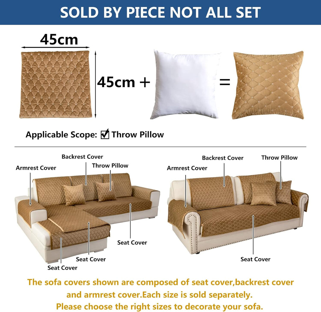 Eismodra Dekokissen,Sofabezug 3 Sitzer,Anti-Rutsch-Couch Überzug für L Form Sofaschoner Chaiselongue