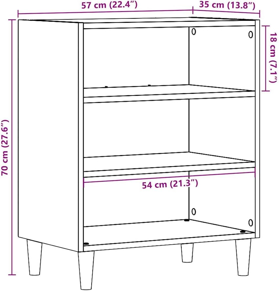 vidaXL Sideboard Altholz-Optik 57x35x75 cm Holzwerkstoff