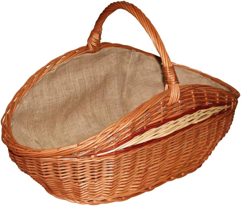Weidenkorb, Holzkorb, Kaminkorb aus Naturweide, mit Jute vernäht (L) 68 x (B) 39 x (H) 24/40