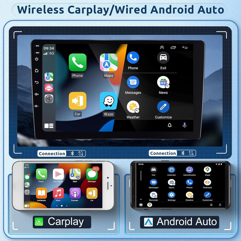 【8 Kern 4+64G】 Hodozzy Carplay Autoradio für Toyota Aygo/Peugeot 107/Citroen C1 2005-2014, 10.1 Zoll