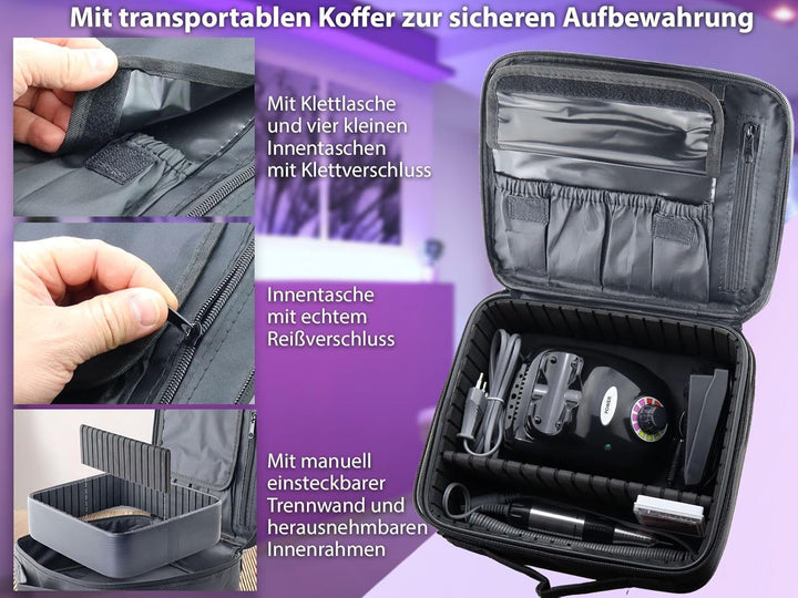 Elektrisches Fusspflegegerät Pediküre Nagelfräser Mobile Fusspflege Maniküre Schleifer inkl. Aufbewa