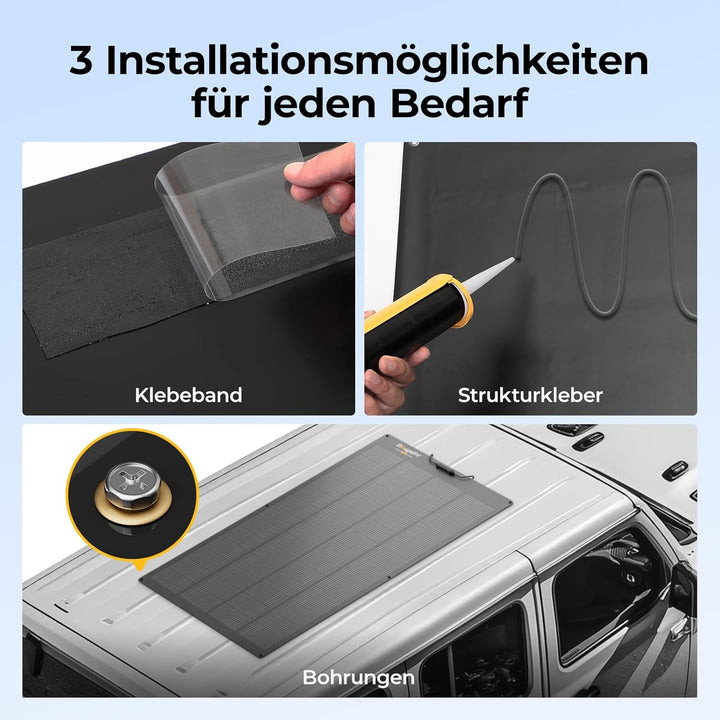 BougeRV Arch Pro 200W Flexible Solarpanel mit 28 Bypass-Dioden, Schattentolerantes Biegsam PV Panel,
