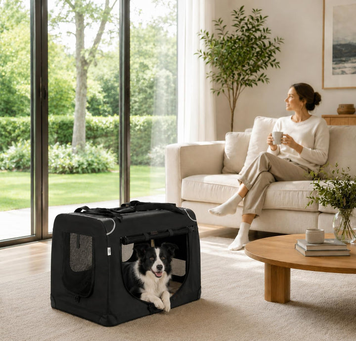 Zedelmaier Hundebox Faltbar Hundetransportbox, XL 81x58x56cm, robust Transportbox für Hund &amp; Katze G