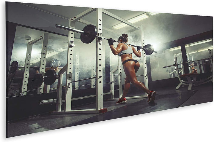 islandburner Bild auf Leinwand Fitness Sexy Girl Gym Doing Squat Smoke Hintergrund Bodybuilder Bilde