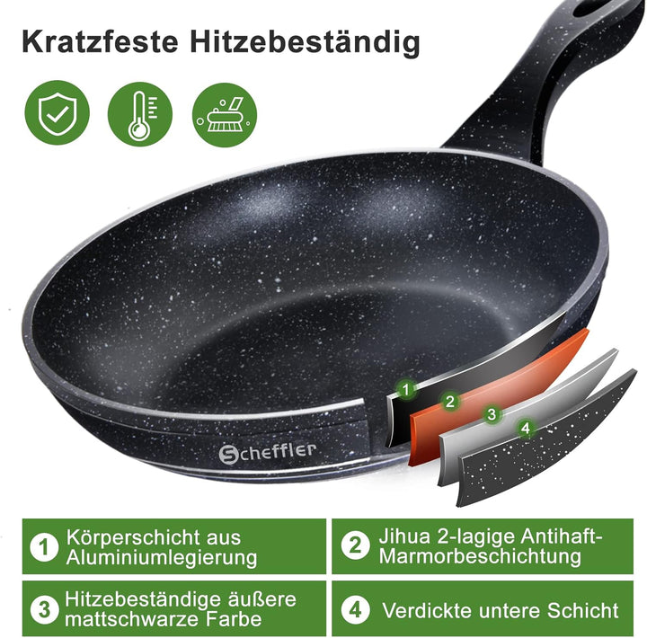 Scheffler Pfanne 20 cm, Bratpfanne,Pfanne Induktion,beschichtete Pfanne mit Antihaft-Beschichtung,ge