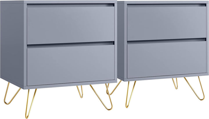 Yaheetech Nachttisch Nachtschrank mit 2 Schubladen und Metallbeinen Boxspringbett Nachtkommode Schub