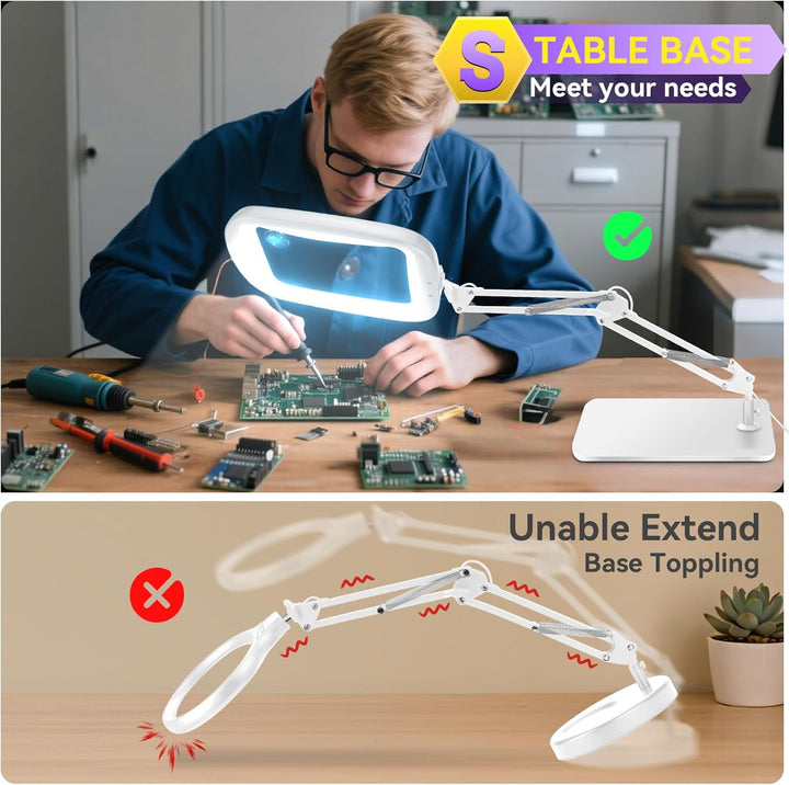 NZQXJXZ 10X 30X Rechteck Lupe mit Licht und Ständer, 60 LED-Beleuchtete Lupenlampe, 5 Farbmodi, 4 Di