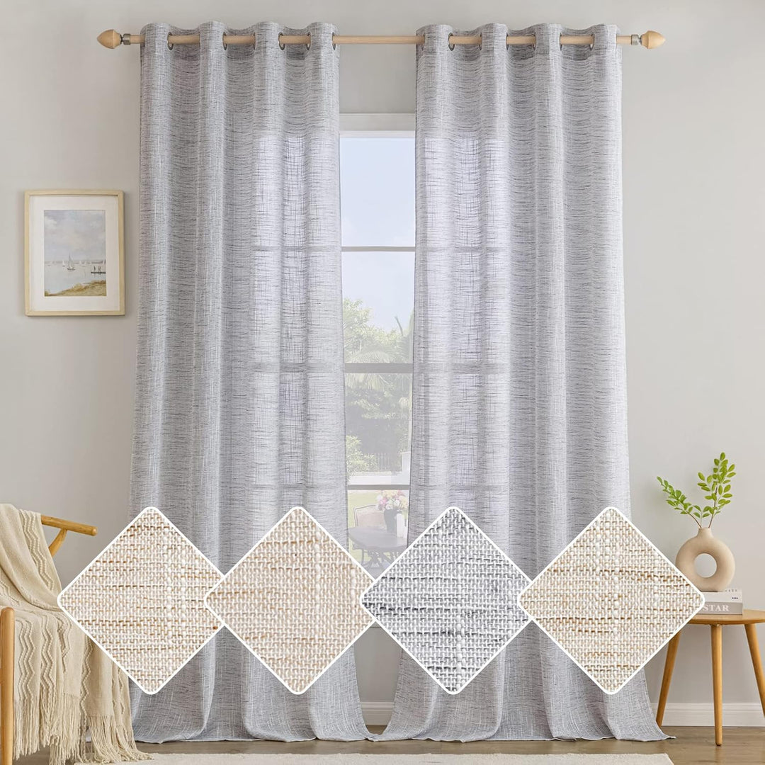 MIULEE Vorhang Gardinen Leinen mit ösen Voile Vorhänge Leinenoptik Gardinen Wohnzimmer Modern Fenste