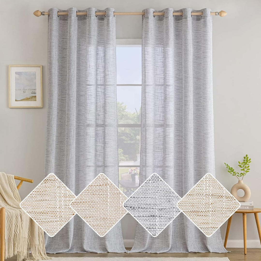 MIULEE Vorhang Gardinen Leinen mit ösen Voile Vorhänge Leinenoptik Gardinen Wohnzimmer Modern Fenste