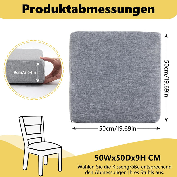 Mingone Sitzkissen 50x50x9cm, abnehmbar und waschbar, mit Memory-Schaum – ideal für Liegestühle, Sof