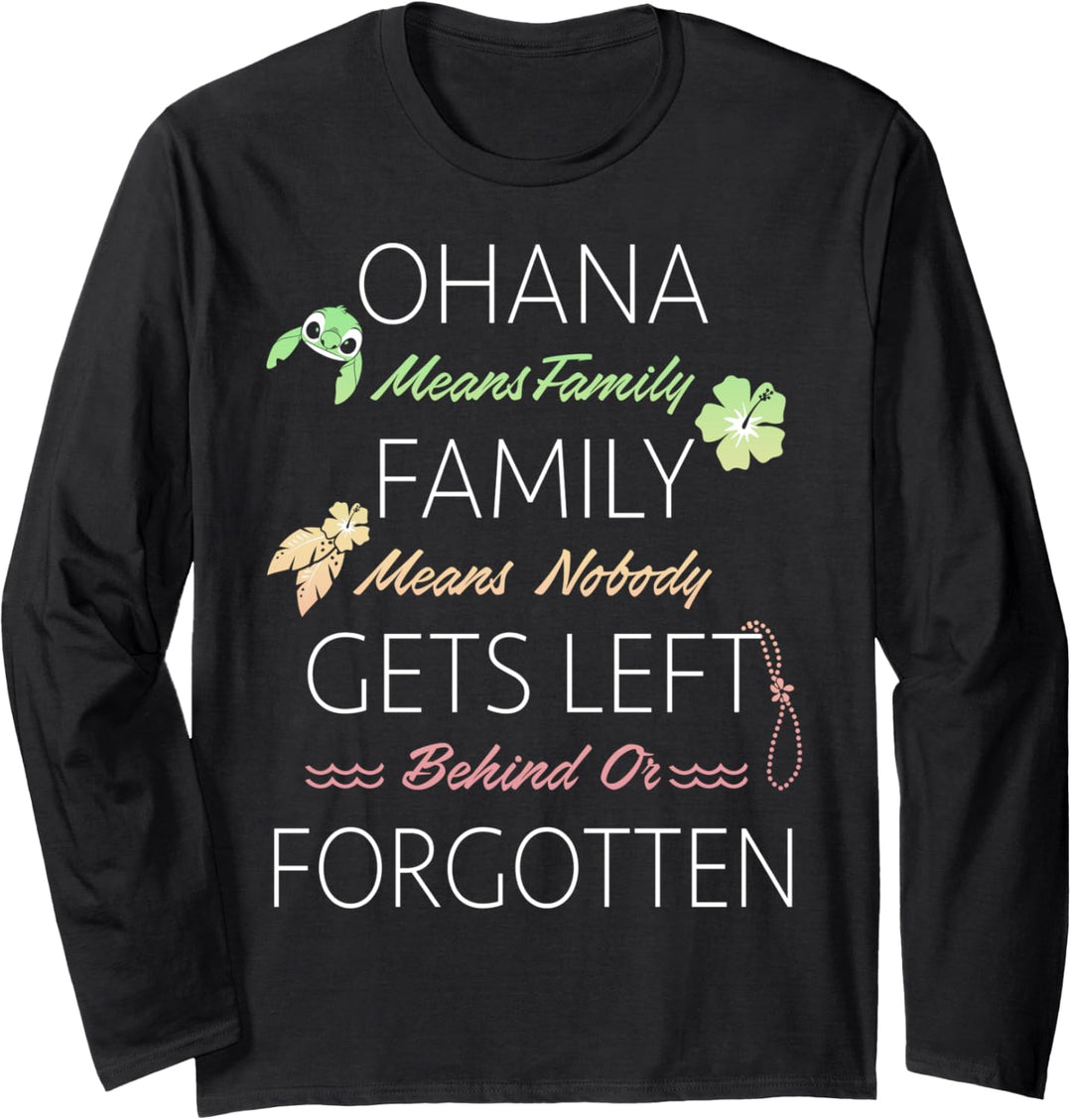 Disney Lilo & Stitch Ohana Means Family Quote Langarmshirt