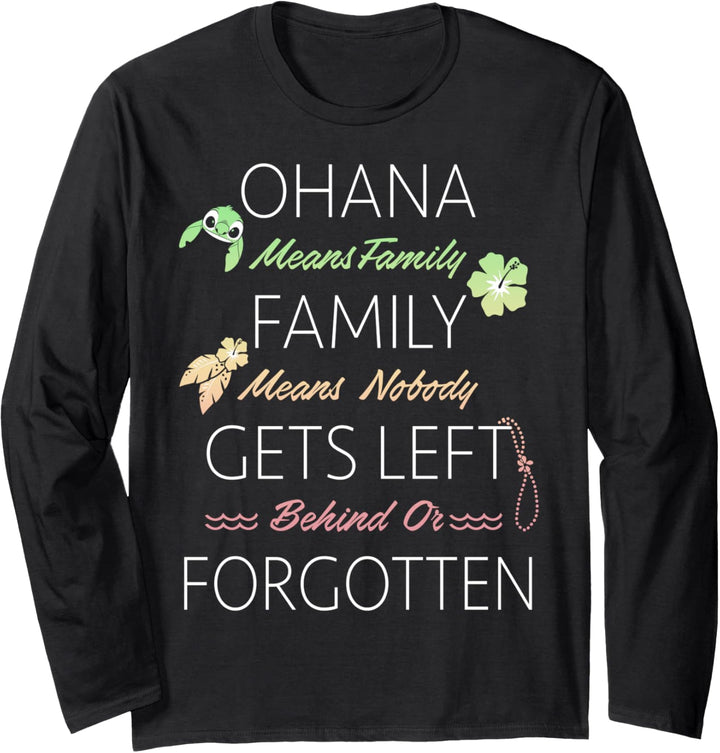Disney Lilo & Stitch Ohana Means Family Quote Langarmshirt