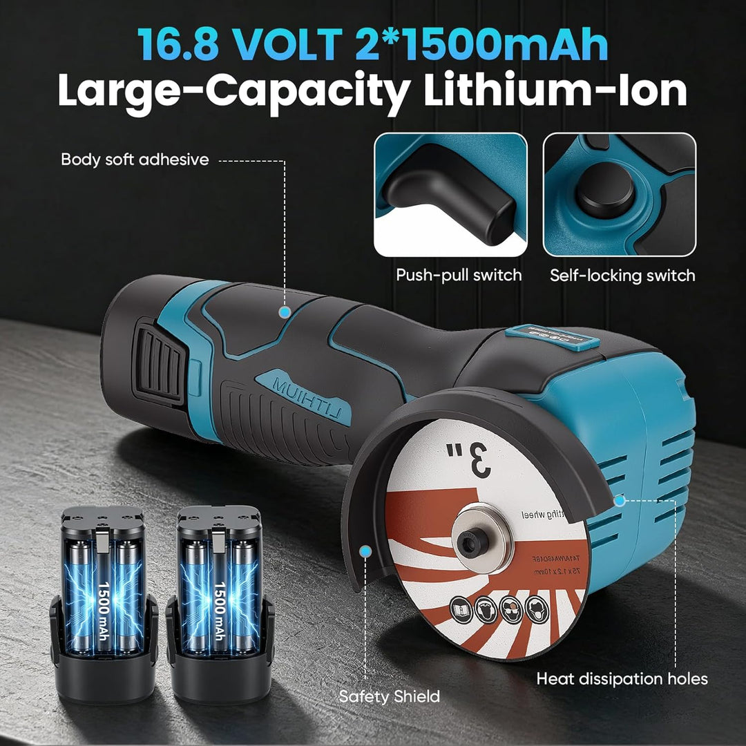 Mini Winkelschleifer, 16.8V Akku Mini Flex mit 2x1500mAh Batterien, 19500 U/min, 20 Scheiben Set (Me