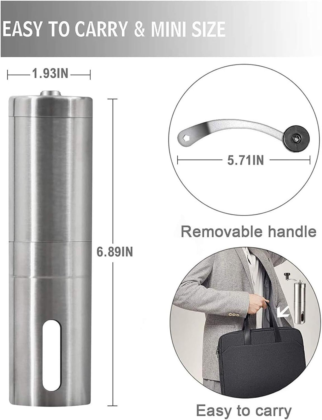Porlex Tall Kaffee-Handmühle, silber