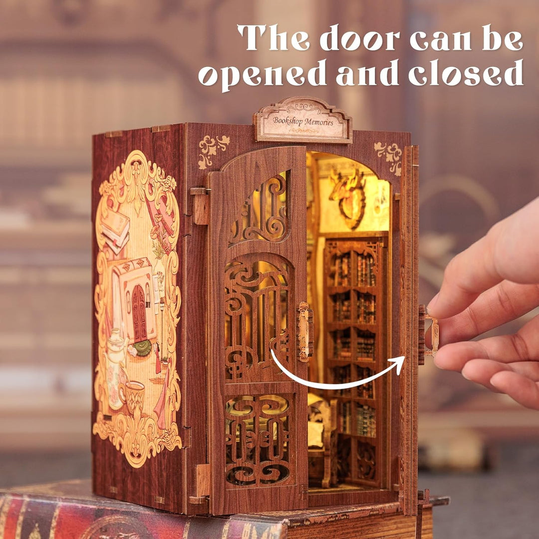 Fsolis Book Nook Kit -DIY Puppenhaus Holz Haus, Buch Ecke Miniatur Kit für Erwachsene Teens,DIY Mini