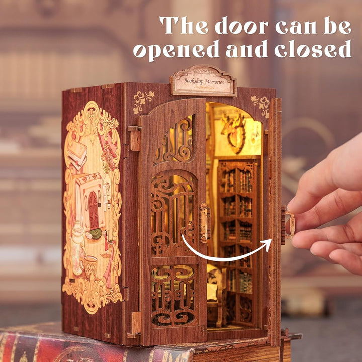 Fsolis Book Nook Kit -DIY Puppenhaus Holz Haus, Buch Ecke Miniatur Kit für Erwachsene Teens,DIY Mini