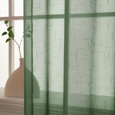 MIULEE 2er Set Voile Vorhang Sheer Leinenvorhang mit Ösen Transparente Leinen Optik Gardine Ösenscha
