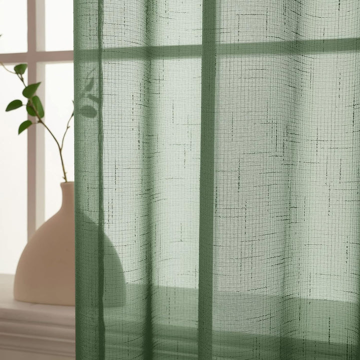 MIULEE 2er Set Voile Vorhang Sheer Leinenvorhang mit Ösen Transparente Leinen Optik Gardine Ösenscha