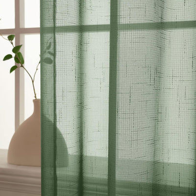 MIULEE 2er Set Voile Vorhang Sheer Leinenvorhang mit Ösen Transparente Leinen Optik Gardine Ösenscha