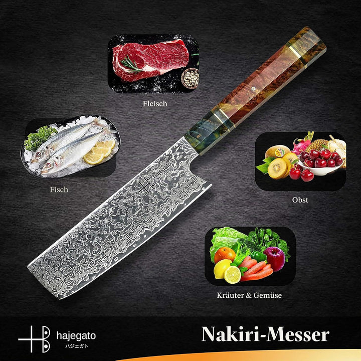 Hajegato Damastmesser Küchenmesser Einzigartiges Griff Kochmesser Profi Messer Japanisches Messer Vg