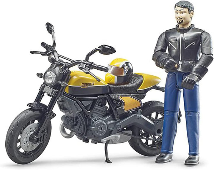 bruder 63053 - Scrambler Ducati Full Throttle, Motorrad und Fahrer - 1:16 Motorrad, Spielzeugfigur,