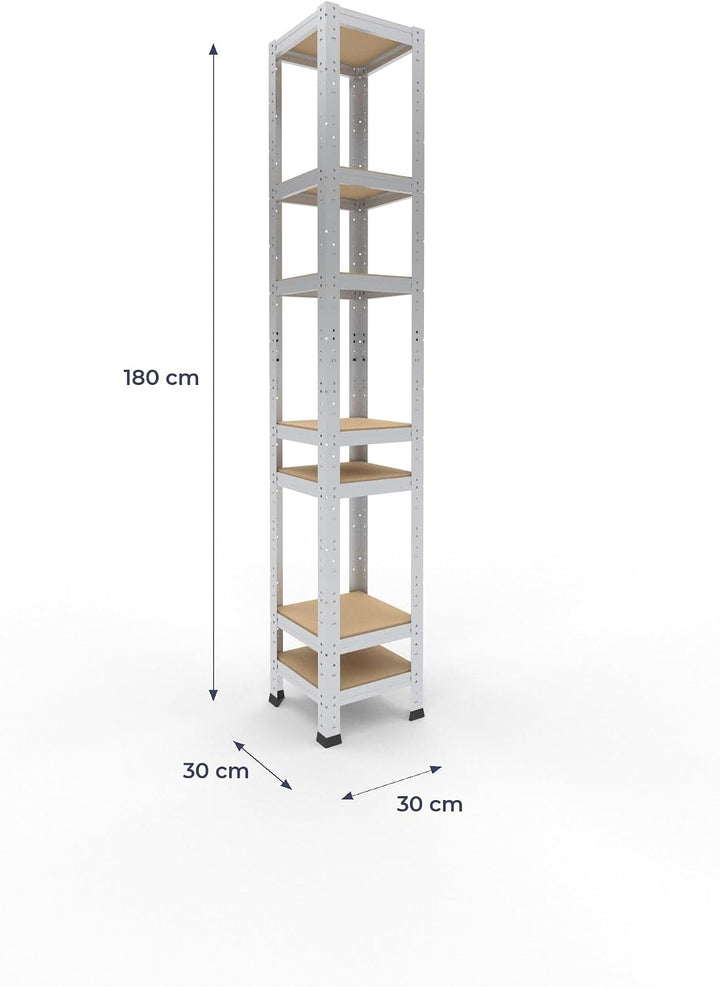 shelfplaza® 180x30x30cm Home Schwerlastregal verzinkt/Metallregal mit 7 Böden/Kellerregal Metall, Ga