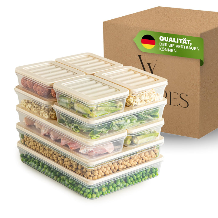 Viwares Stapelbare Gefrierdosen 10er Set, Gefrierfach & Kühlschrank Organizer mit Deckel, Frostfest