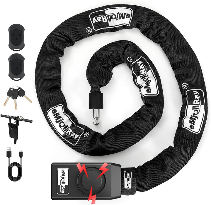 Fahrradschloss mit Alarm 120cm 110dB Fahrrad Alarmanlage Schloss für E Scooter Ebike Motorrad Fahrra