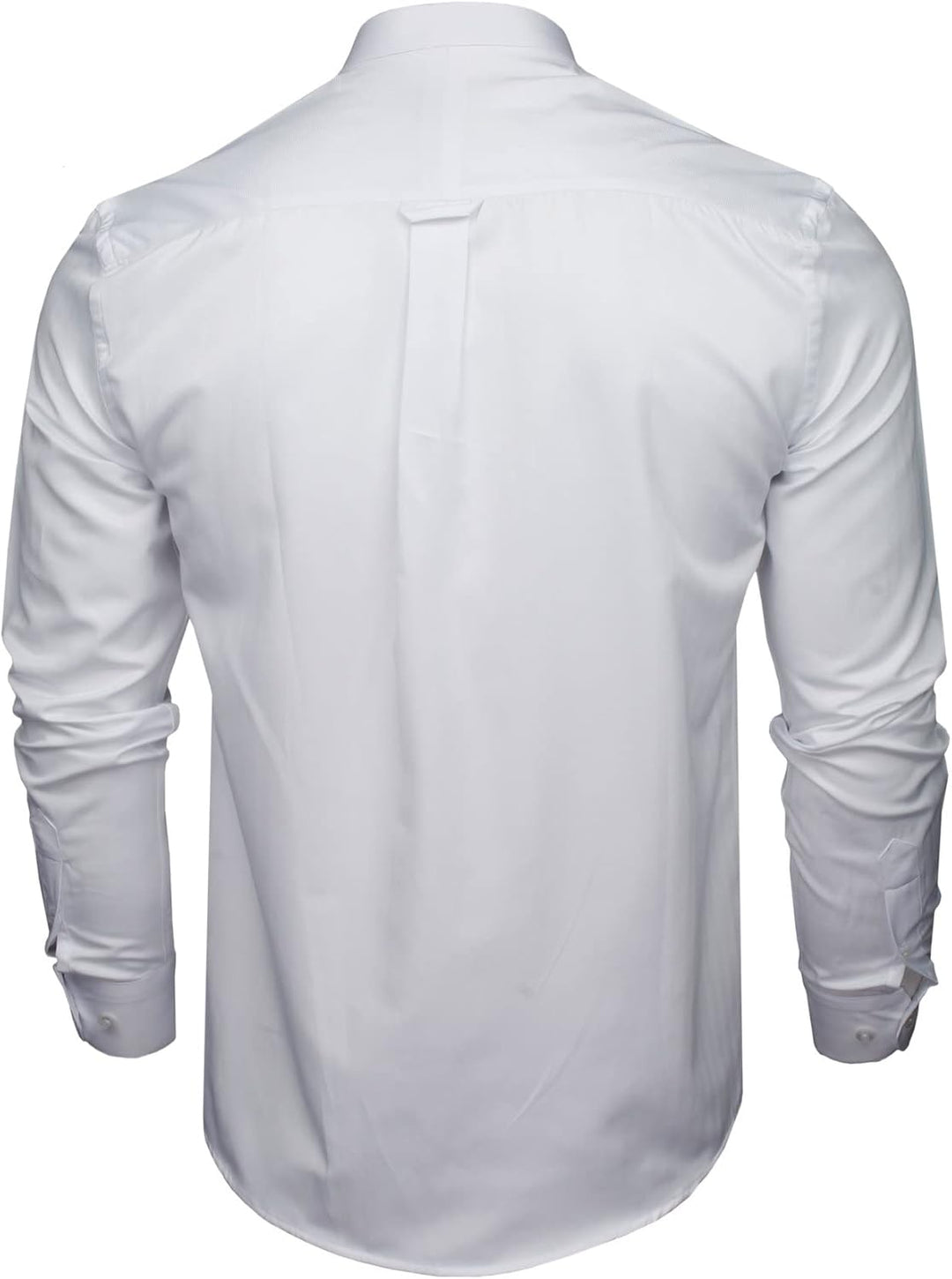 Xact Herren Langarmhemd mit Herringbone-Muster und Grandad-Mandarinkragen M Weiss, M Weiss