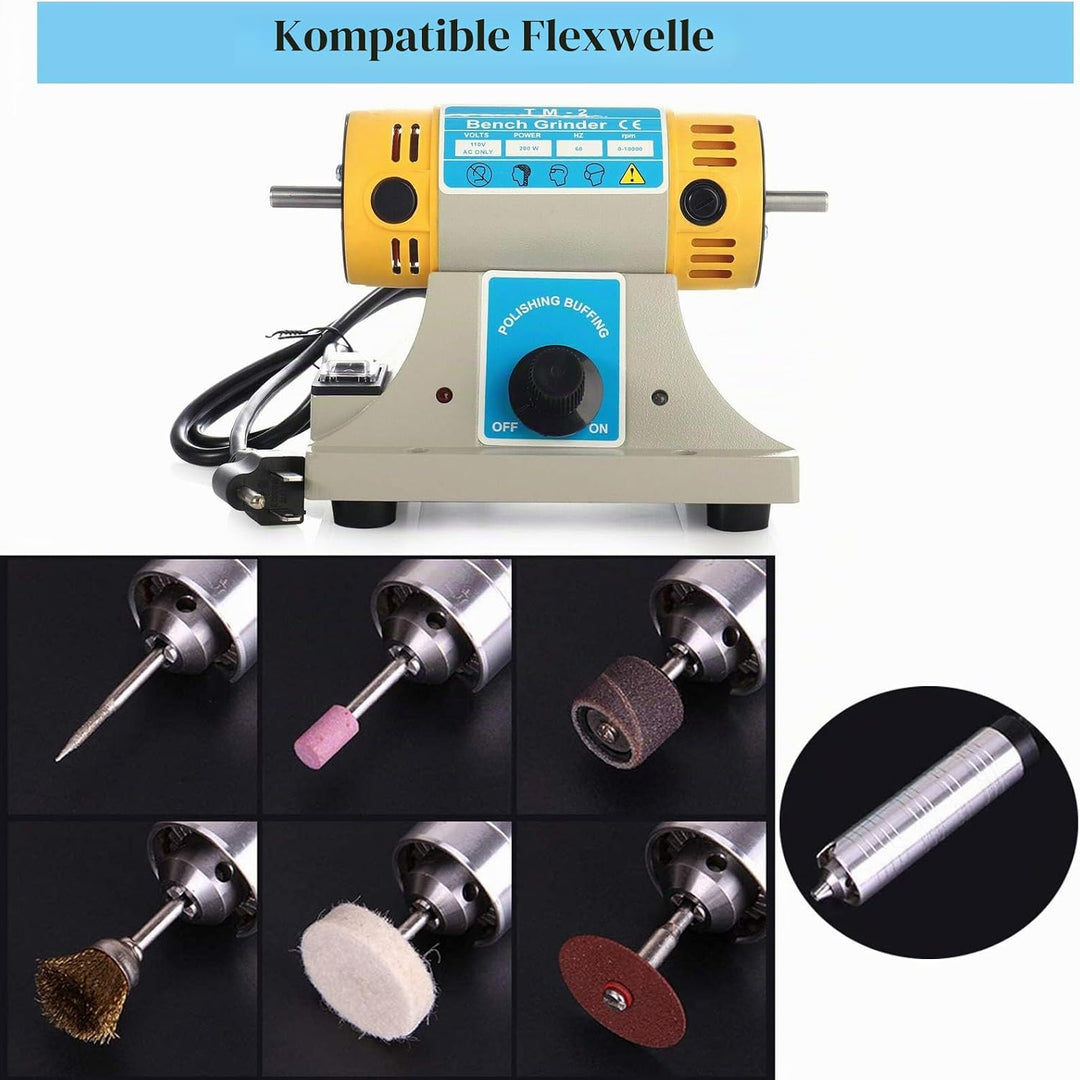 Poliermaschine - 350W, 0-10000 U/min, Edelstahl, Tischpuffer für Schmuck, Stein, Jade, Holz &amp; Metall