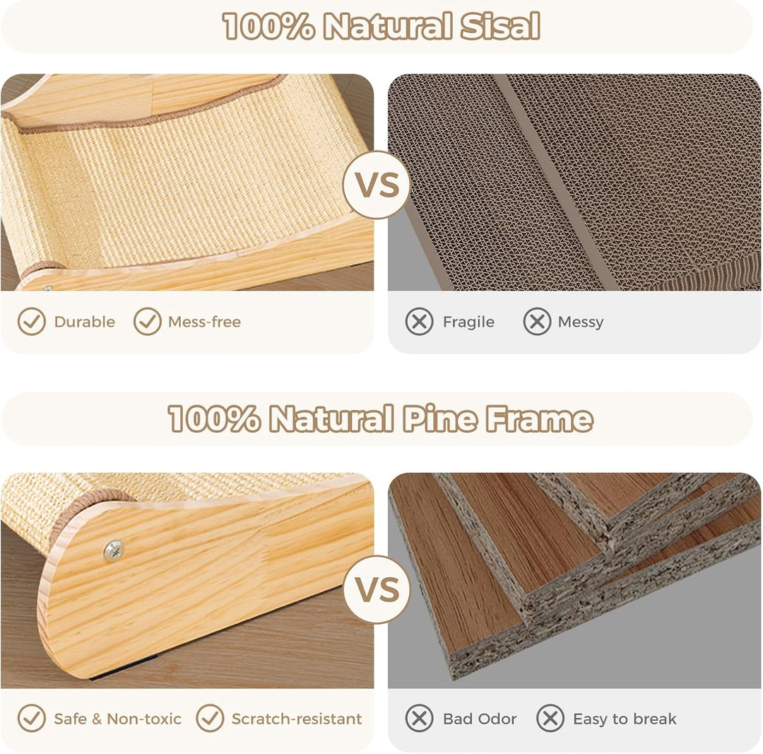 Avont Sisal Kratzbrett Holz, Kratzliege für Katzen, Bequeme Kratzpads zum Schlafen -M 58 cm * 33 cm,