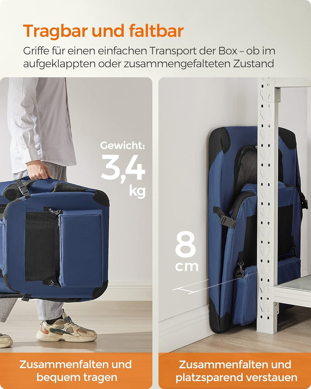 Feandrea Hundebox faltbar, Transportbox Hund, Grösse L, Hundetasche, Oxford-Gewebe, Netzstoff, atmun