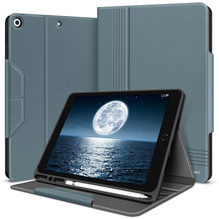 HOLIMET Hülle für iPad 9. Generation (2021) mit Stifthalter, iPad 8/7. Generation (2020/2019) PU-Led