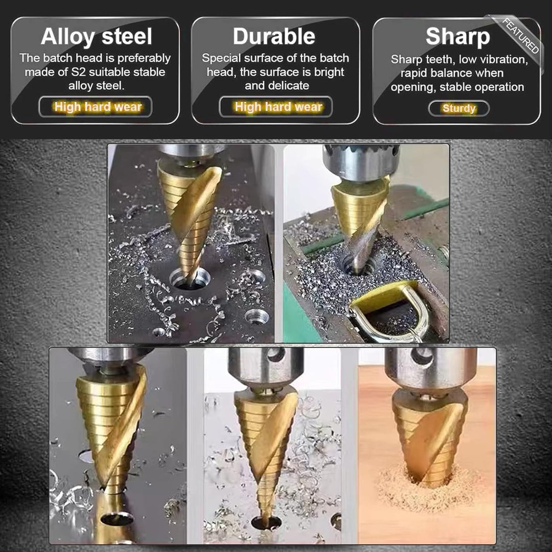 Hotiko HSS Stufenbohrer [12mm Schaft] Kegelbohrer Ø 6-55mm Schälbohrer ideal für Metall, Holz, Kunst