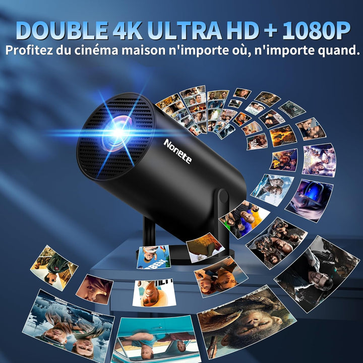 Vidéoprojecteur 1080P FHD Mini Projecteur Video 4K avec WiFi 6 BT5.2 Android TV, Portable Projecteur