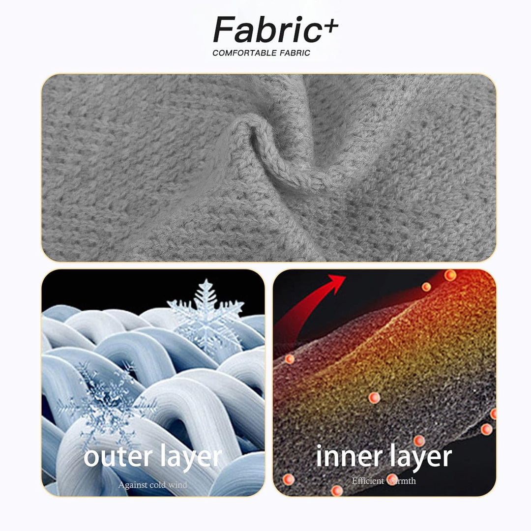 Damen Bommelmütze, Schals, Handschuhe, Set, Thermo, Winter, warm, Strickmütze, Halswärmer und Touchs