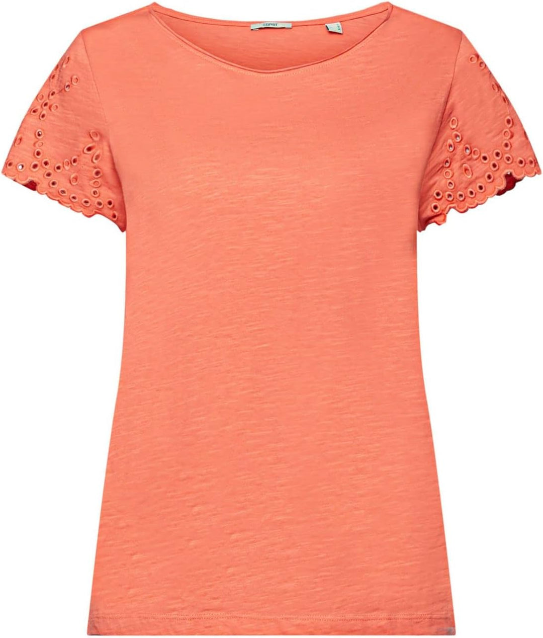 ESPRIT Baumwoll-T-Shirt mit Lochstickerei am Ärmel