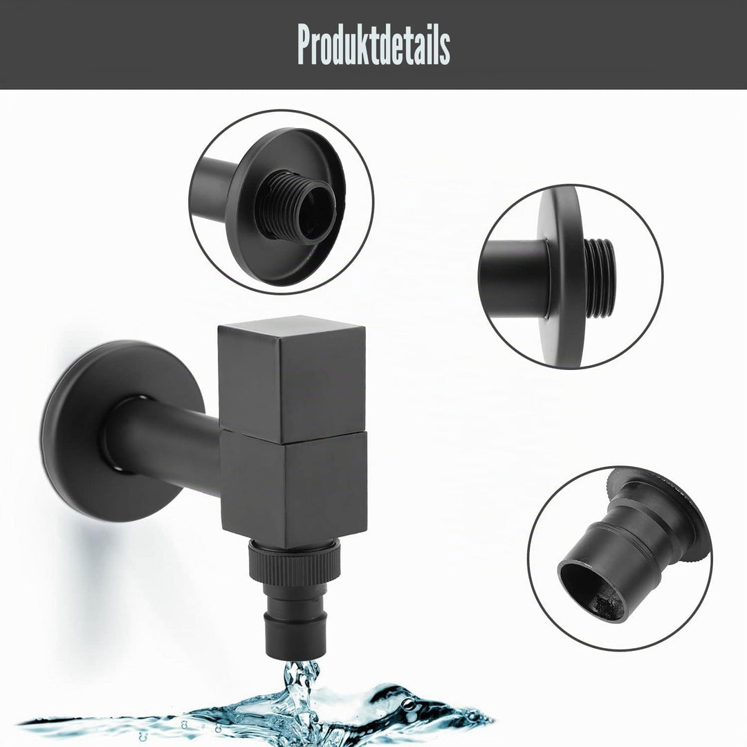 Wasserhahn Schwarz G1/2 Thread Mopp Pool Messing Quadrat Wandmontage Wäsche Kaltwasser Waschbecken W