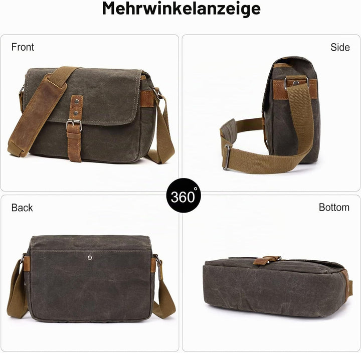 FANDARE Retro Kamera Umhängetasche Herren Segeltuch Arbeitstasche Damen Messenger Bag Schultertasche